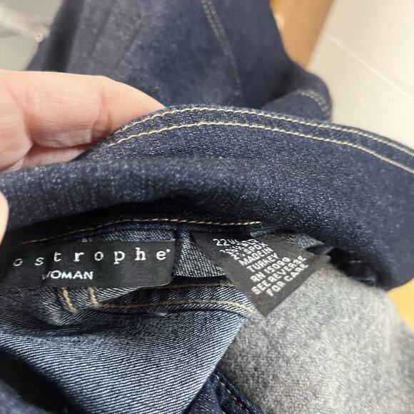 Apostropher Denim Jean Barn Jacket Blazer Plus size 22W Stretch Pockets Casual - Picture 7 of 7